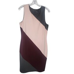 Banana Republic Color Block Sleeveless Sheath Dress - Pink Burgundy Gray